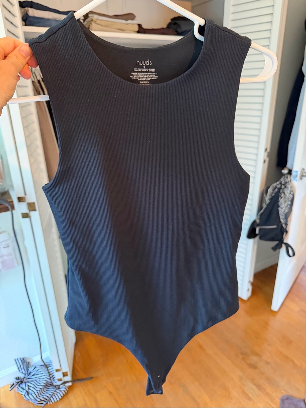 nuuds Black Ribbed Crewneck Bodysuit